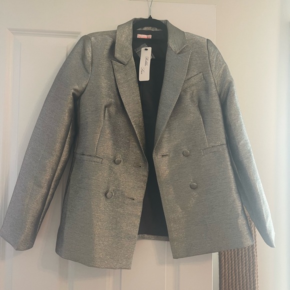 Silver Metallic Blazer - Picture 1 of 4